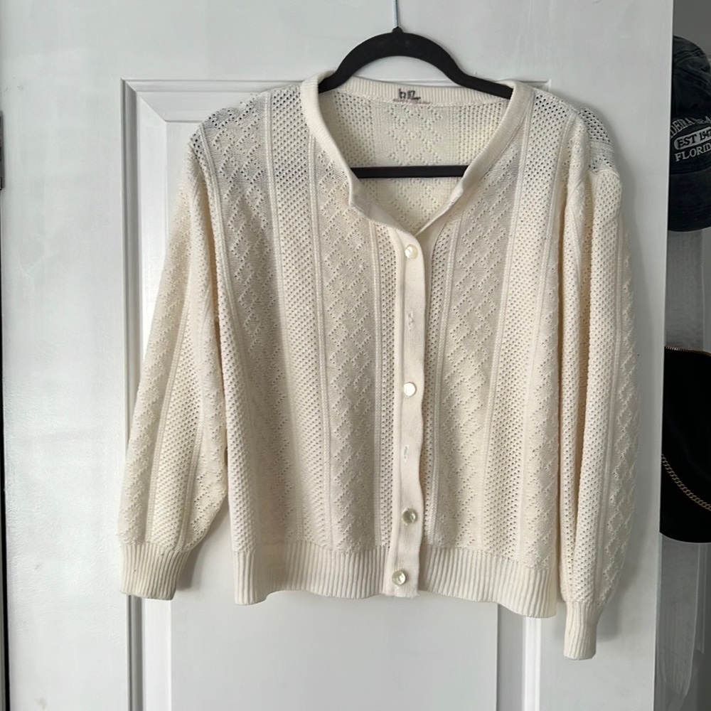 White knit cardigan